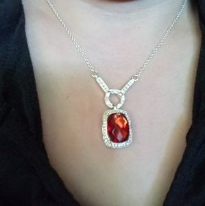Silvertone Ruby necklace